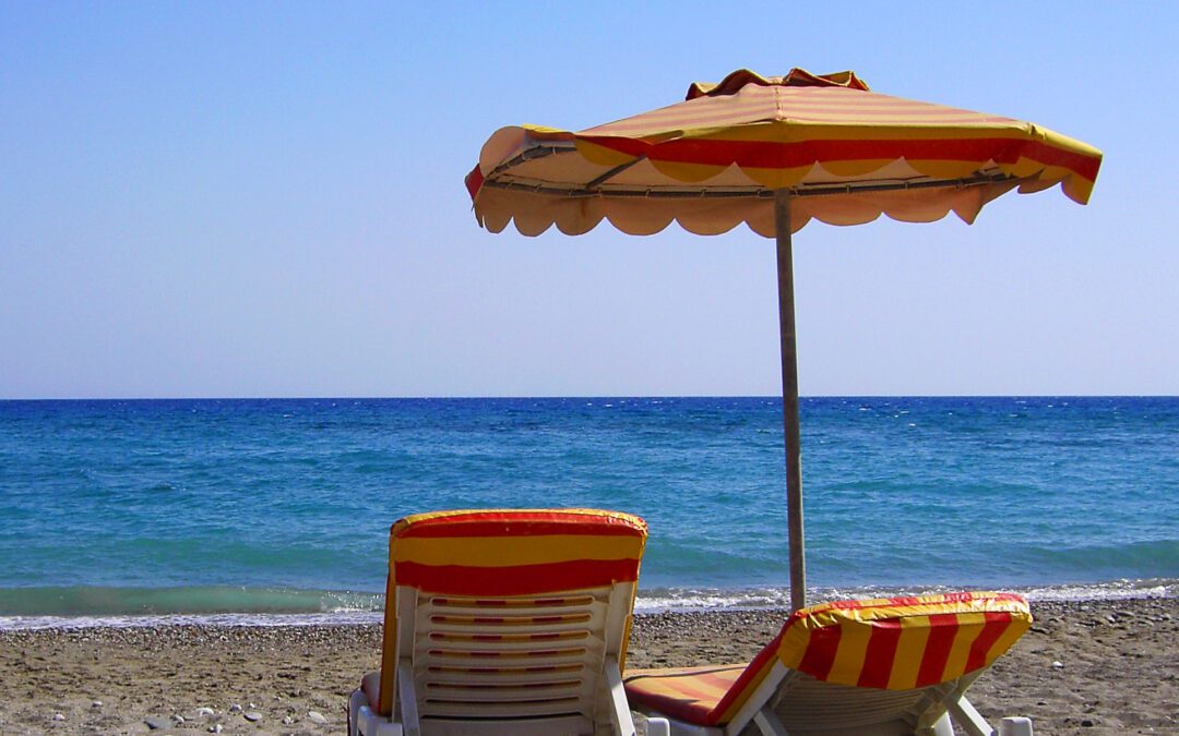 chair and umbrella near the beach